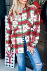 Women’s Christmas Flannel Plaid Button-Up Shacket | Zarnesh